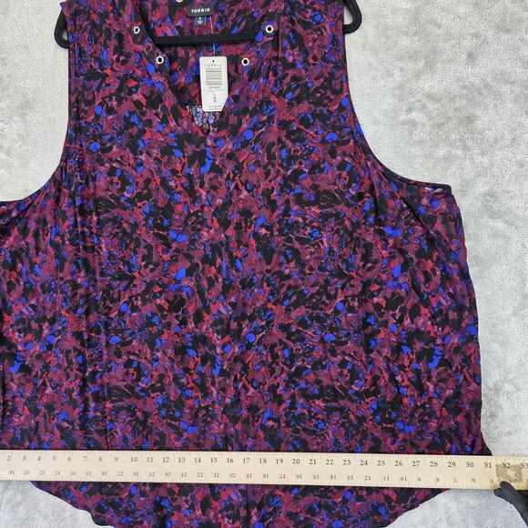 Torrid Blouse Womens 5X 28 Multicolor Animal Print Sleeveless Crepe Chainlink - Picture 6 of 9